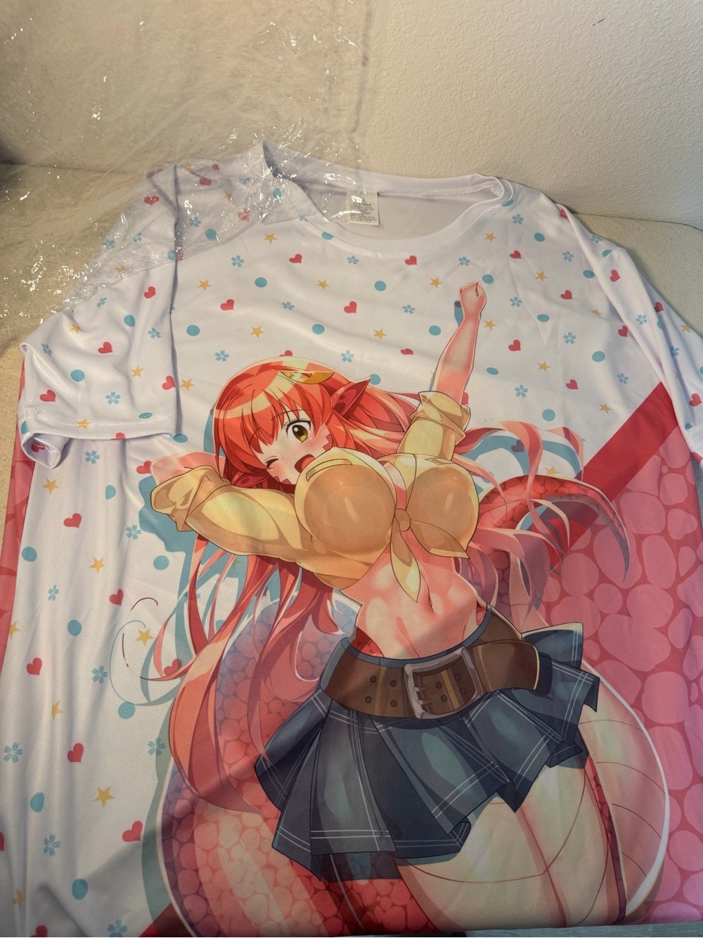 White Short-Sleeve Graphic Tee with Anime Print